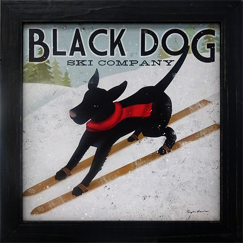 Black Dog Ski Co: Framed and Texturized Art Print