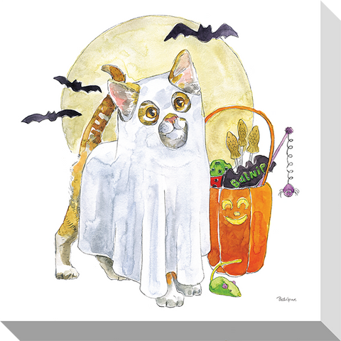 Halloween Pets - Cat Ghost: Gallery Wrapped Canvas