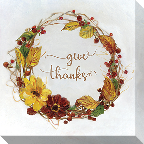 Give Thanks Harvest Wreath: Gallery Wrapped Canvas