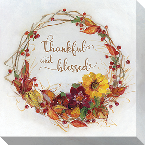 Thankful and Blessed Harvest Wreath: Gallery Wrapped Canvas