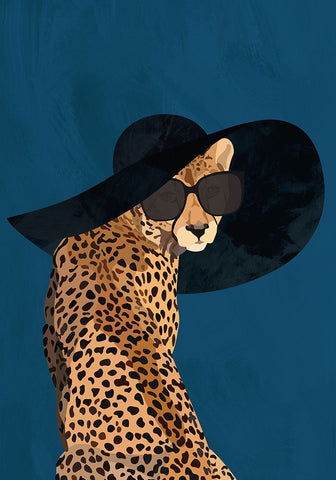 Fashionable Cheetah Wearing a Sunhat - Blue