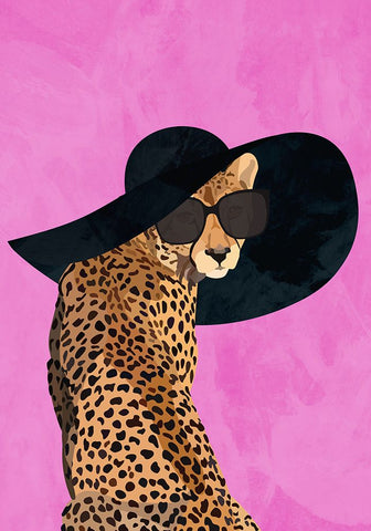 Fashionable Cheetah Wearing a Sunhat - Pink