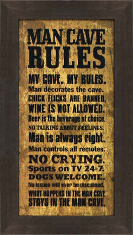 Man Cave Rules: Framed with Glass