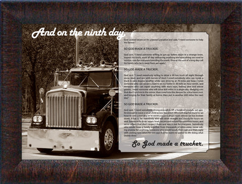 So God Made a Trucker (Rustic): Framed with Glass