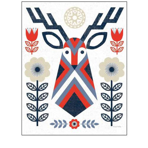 Folk Lodge Deer II Red Navy
