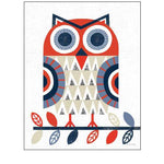 Folk Lodge Owl Red Navy