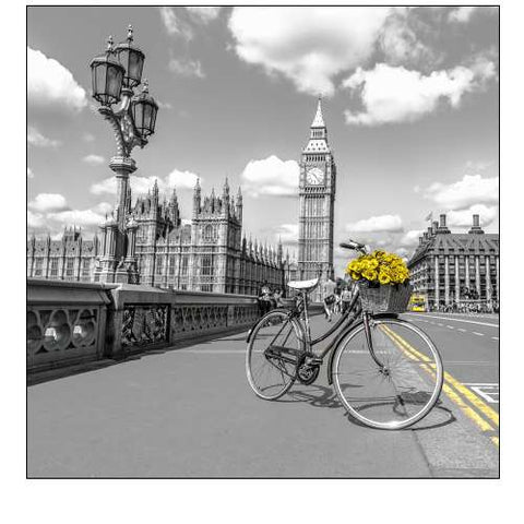 Bicycle with bunch of flowers on Westminster Bridge-London-UK