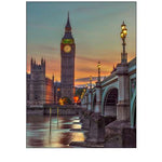 Westminster bridge and Big Ben from Thames promenade-London-UK