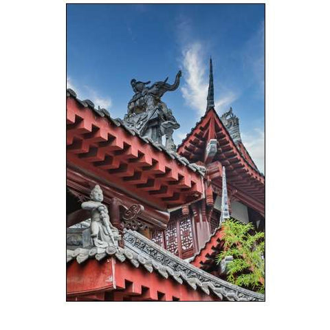 Asia-China-Sichuan Province-Cheng Du-Temple Rooftop