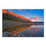 Canada-Alberta-Jasper National Park Sunset on Medicine Lake
