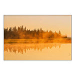 Canada-Manitoba-Riding Mountain National Park Fog Rising above Whirlpool Lake at Sunrise