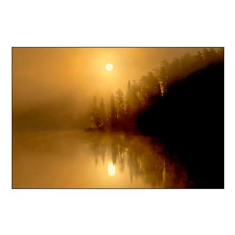 Canada-Ontario-Kenora Fog at Sunrise on Isabel Lake