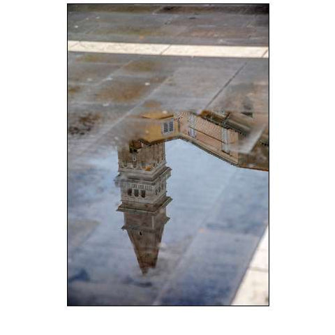 Slovenia-Piran Reflection of a tower after the rain