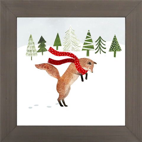 Woodland Christmas Fox: Framed and Texturized Art Print