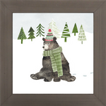 Woodland Christmas Bear: Framed and Texturized Art Print