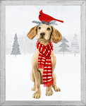 Christmas Dog: Framed and Texturized Art Print