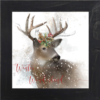 Winter Wonderland - Deer: Framed and Texturized Art Print
