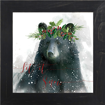Let It Snow - Bear: Framed and Texturized Art Print