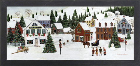 Christmas Valley Village: Framed and Texturized Art Print