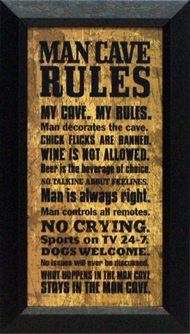 Man Cave Rules: Framed with Glass