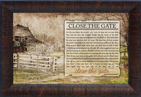 Close the Gate (Rustic): Framed with Glass
