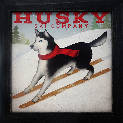 Husky Ski Co: Framed and Texturized Art Print