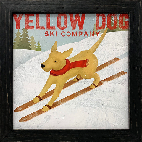 Yellow Dog Ski Co: Framed and Texturized Art Print