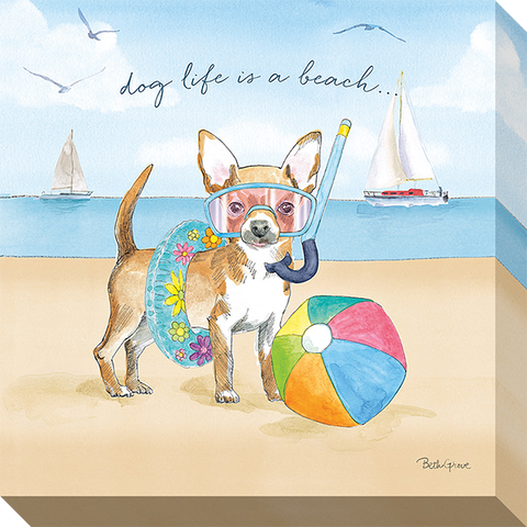 Dog Life Is A Beach: Gallery Wrapped Canvas (2 Sizes)