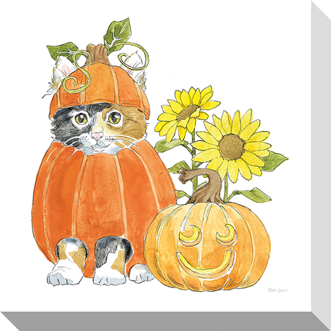 Halloween Pets - Cat Pumpkin: Gallery Wrapped Canvas