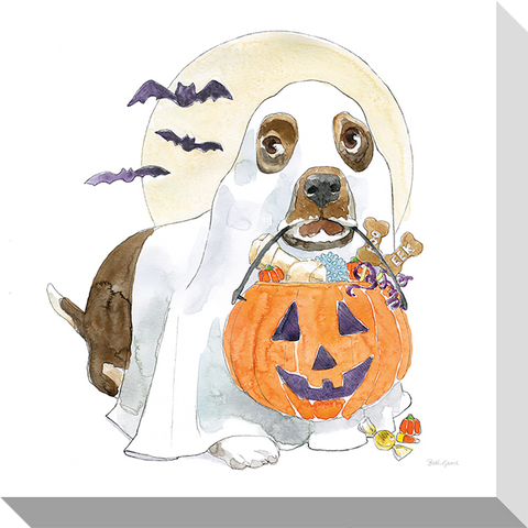 Halloween Pets - Dog Ghost: Gallery Wrapped Canvas
