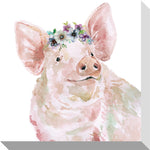 Pig with Flower Crown: Gallery Wrapped Canvas