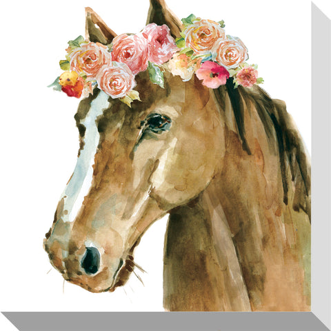 Horse with Flower Crown: Gallery Wrapped Canvas