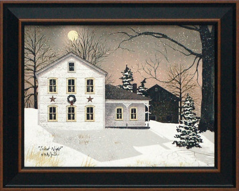Silent Night Glittered: Framed and Texturized Art Print