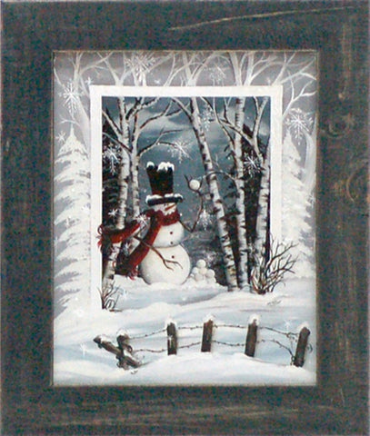 Snowball Fight Glittered: Framed and Texturized Art Print